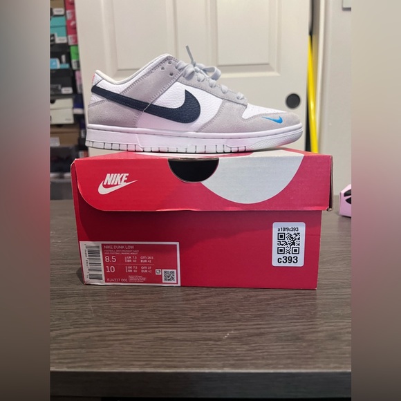 Nike Dunk Low Mini Swoosh - Football Grey Midnight Navy - Picture 2 of 8